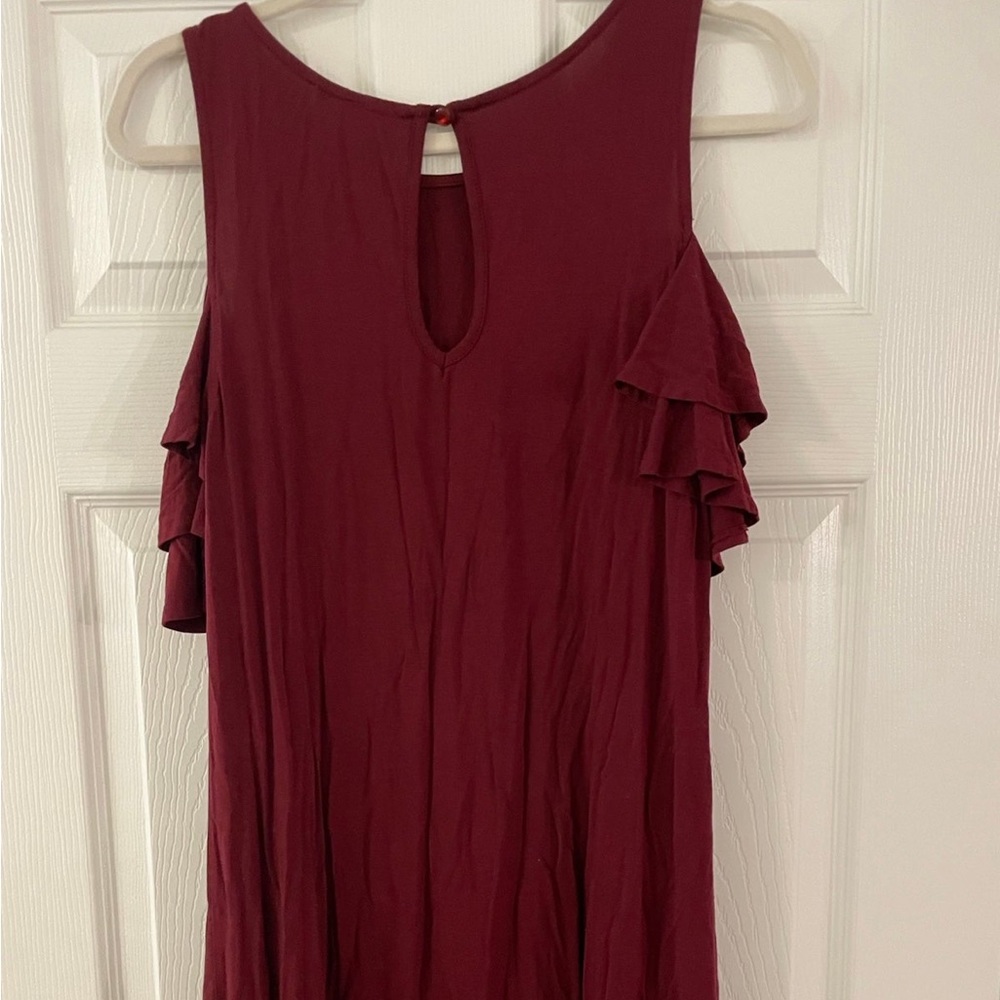 Francesca’s Burgundy Ruffle Off-the-Shoulder Dress - Small - Picture 4 of 5